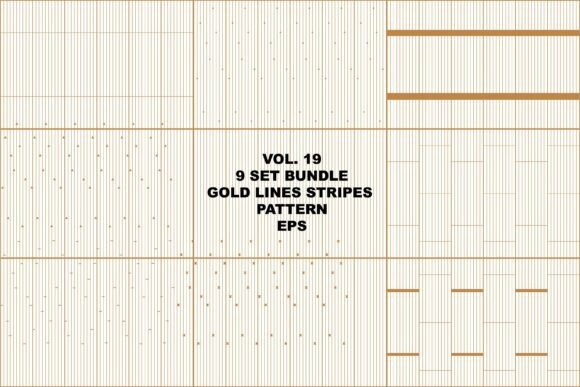 9 Gold Vertical Lines Patterns - Vol. 19