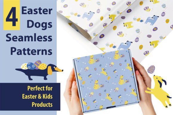 Bring Playful Spring Vibes to Your Designs with the Easter Dogs Seamless Patterns Set