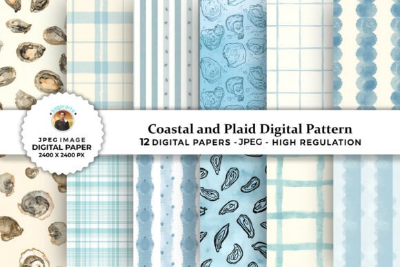 Coastal and Plaid Digital Patterns