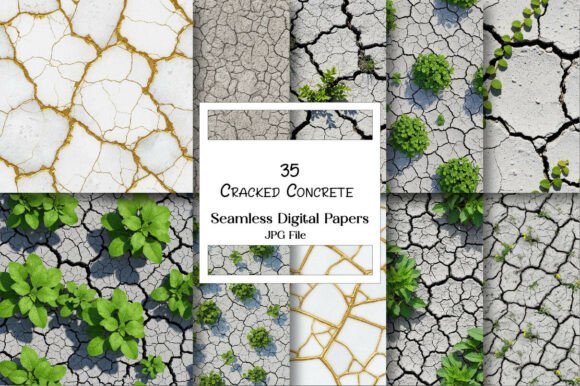 Cracked Concrete Seamless Patterns