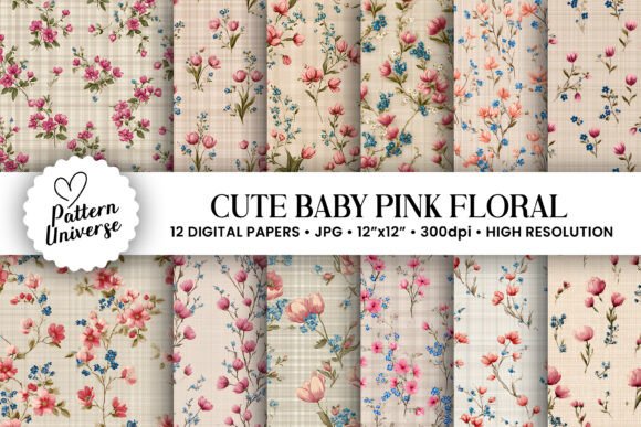 Cute Baby Pink Flowers Patterns