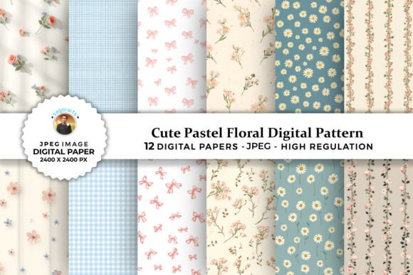 Cute Pastel Floral Digital Patterns for Creative Projects