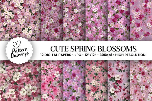 Cute Pink Spring Blossoms Patterns: A Versatile Design for Modern Creativity