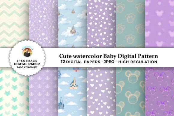 Cute Watercolor Baby Digital Patterns for Every Creative Need