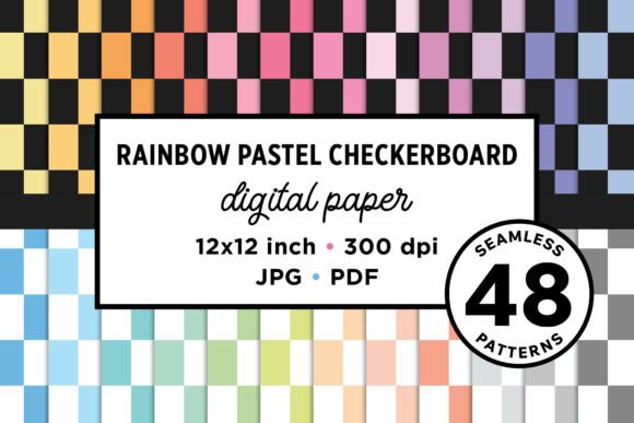 Pastel Rainbow Checkerboard Patterns: A Versatile Design Resource for Modern Creators