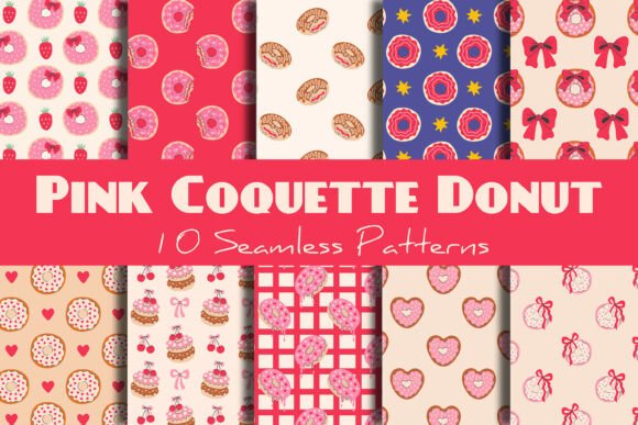 Pink Coquette Donut Seamless Patterns for Creative Projects