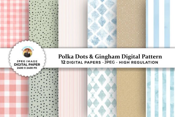 Polka Dots Gingham Digital Patterns