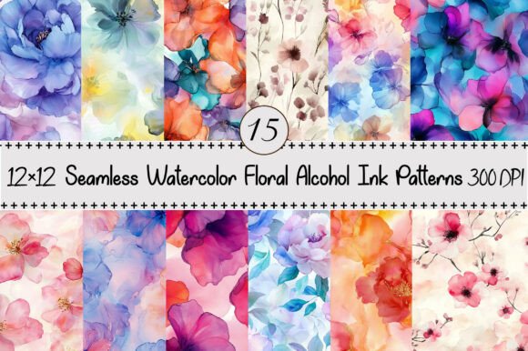 Seamless Floral Alcohol Ink Patterns