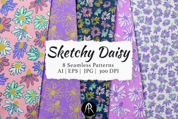 Sketchy Daisy Naive Floral Patterns