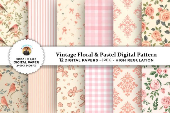 Vintage Floral Pastel Digital Patterns for Timeless Craft Projects